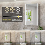 HBEZON Rina 24 in. W x 36 in. H Rectangular Aluminum Surface/Recessed Medicine Cabinet with Mirror and Light for Bathroom