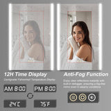 HBEZON Rina 24 in. W x 36 in. H Rectangular Aluminum Surface/Recessed Medicine Cabinet with Mirror and Light for Bathroom