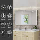 HBEZON Rina 24 in. W x 36 in. H Rectangular Aluminum Surface/Recessed Medicine Cabinet with Mirror and Light for Bathroom