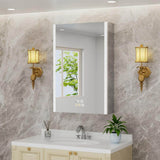 HBEZON Rina 24 in. W x 36 in. H Rectangular Aluminum Surface/Recessed Medicine Cabinet with Mirror and Light for Bathroom