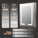 GroGro Glare 24 in. W x 30 in. H Rectangular Aluminum Recessed/Surface Mount Left Open Medicine Cabinet with Mirror LED