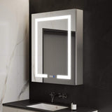 GroGro Glare 24 in. W x 30 in. H Rectangular Aluminum Recessed/Surface Mount Left Open Medicine Cabinet with Mirror LED