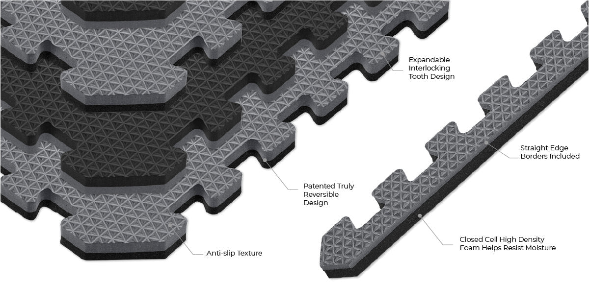 Norsk Red/Black 24 in. x 24 in. EVA Foam Truly Reversible Interlocking Tile (24-Tile)