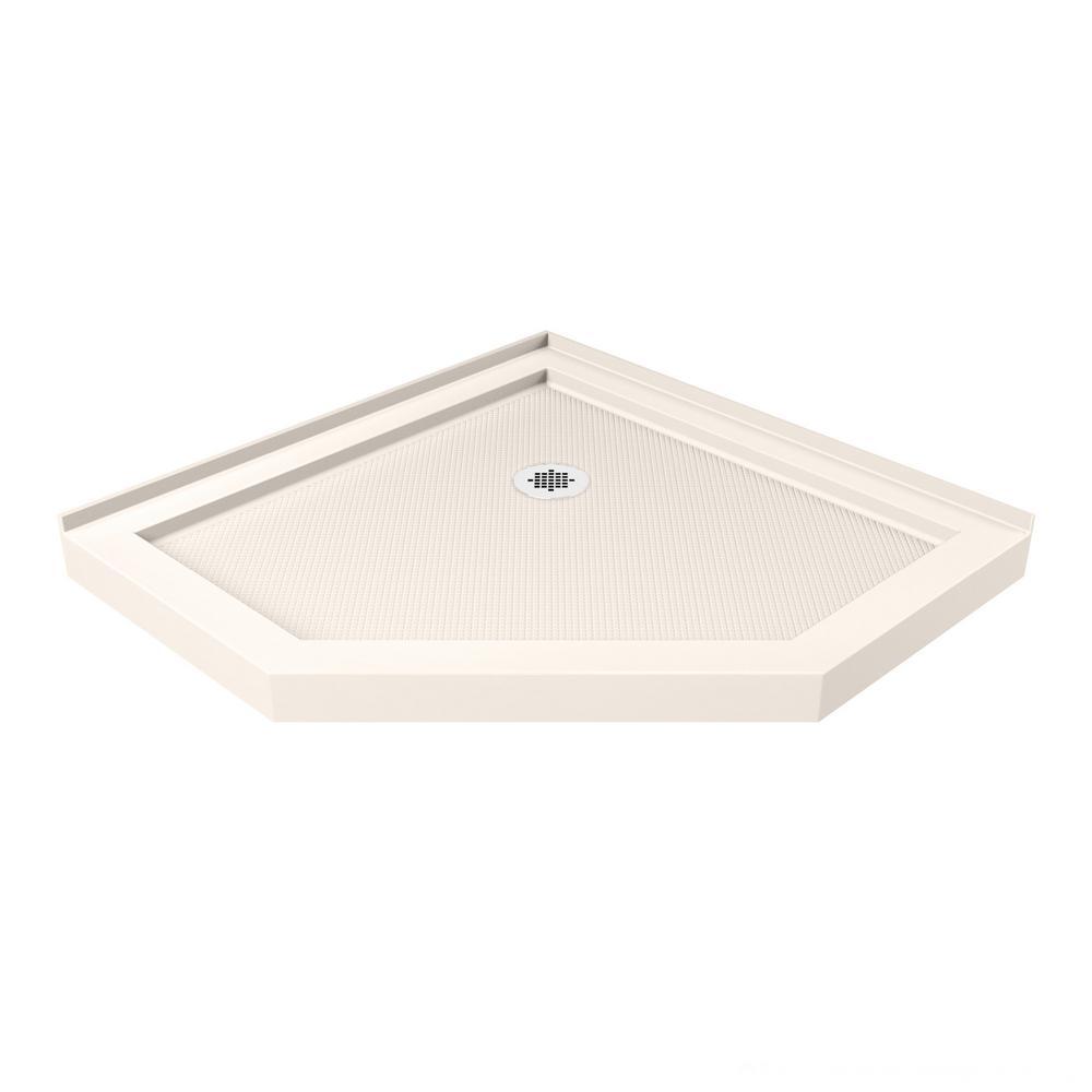 Prism Plus 42 in. x 42 in. x 74.75 in. Semi-Frameless Neo-Angle Hinged Shower Enclosure in Brushed Nickel with Base - Super Arbor