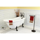 Slipper 5.6 ft. Acrylic Clawfoot Bathtub in White and Faucet Combo in Oil Rubbed Bronze - Super Arbor