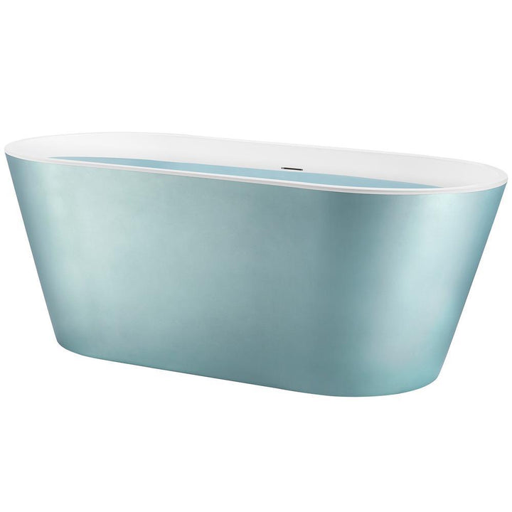 60 in. Fiberglass Double Ended Flatbottom Non-Whirlpool Bathtub in Matte Lichen Green - Super Arbor