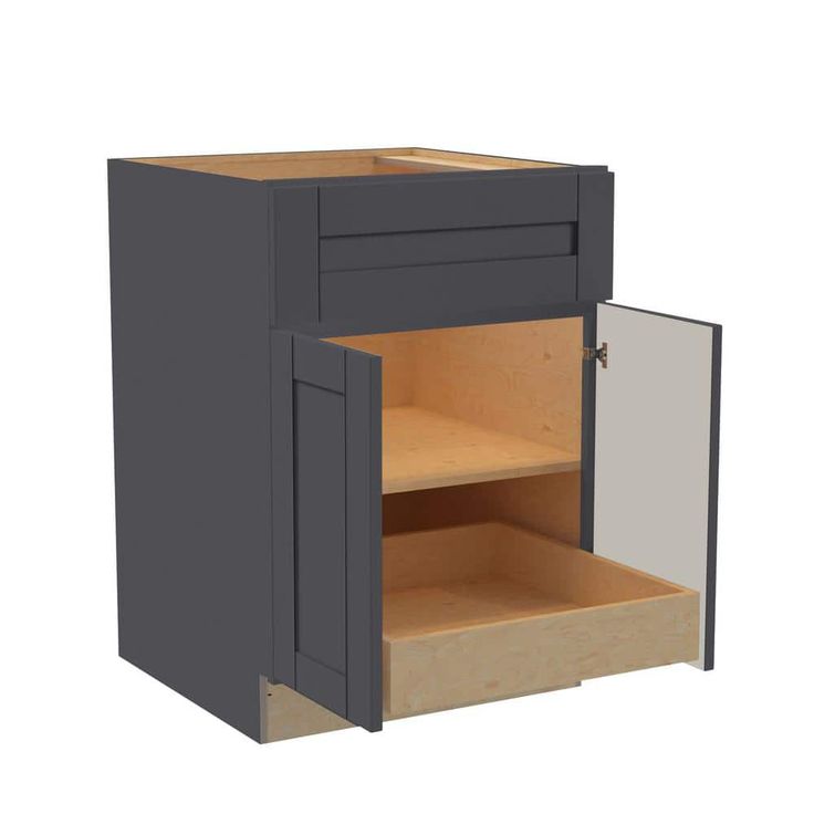 Home Decorators Collection Washington 27 in. W x 24 in. D x 34.5 in. H Assembled Plywood Base Kitchen Cabinet in Onyx with Soft Close Doors