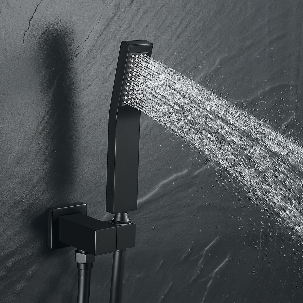 1-Spray Patterns with 2.5 GPM 10 in. 3-Way Wall Mount Rain Dual Shower Heads with Tub Shower Faucet in Matte Black - Super Arbor