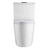 White Round Toilet Bathroom Compact One Piece White 1 Piece 0.8/1.28 GPF White Double Flush Toilet - Super Arbor
