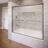 Infinity 58-1/2 in. x 57 in. Semi-Frameless Sliding Bathtub Door in Brushed Nickel - Super Arbor