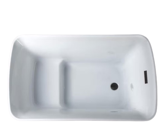 Cube 48 in. x 27.5 in. Acrylic Flat Bottom Soaking Bathtub with Reversible Drain in White with Oil Rubbed Bronze