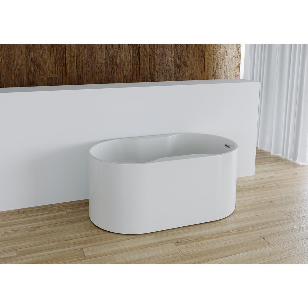 Palmer 56 in. Acrylic Flatbottom Freestanding Bathtub in White - Super Arbor