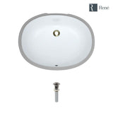 Under-Mount Porcelain Bathroom Sink in White with Pop-Up Drain in Brushed Nickel - Super Arbor