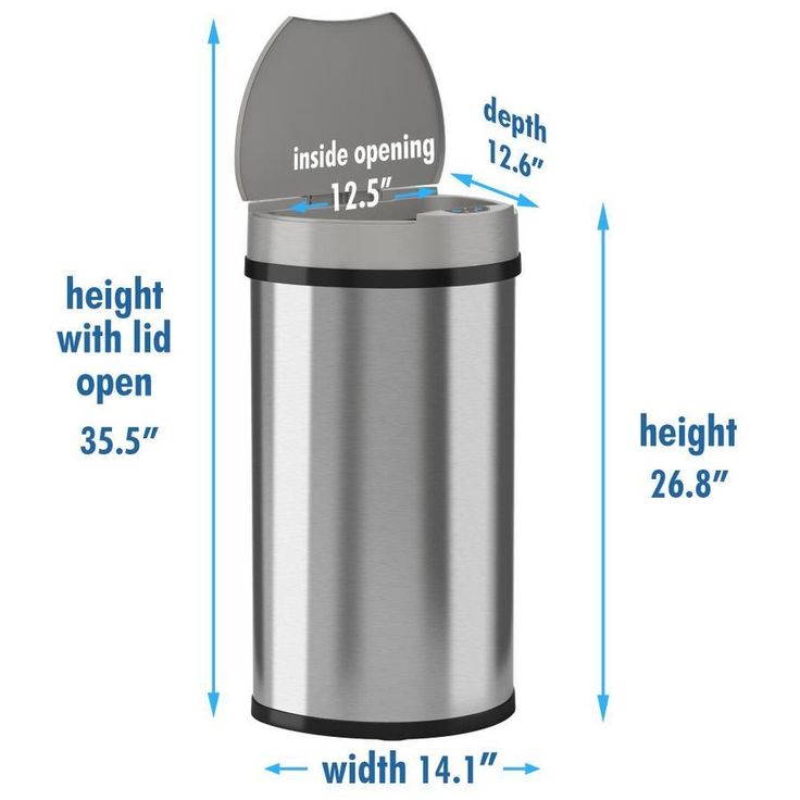 iTouchless 13-Gallon Stainless Steel Metal Touchless Trash Can with Lid