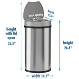 iTouchless 13-Gallon Stainless Steel Metal Touchless Trash Can with Lid