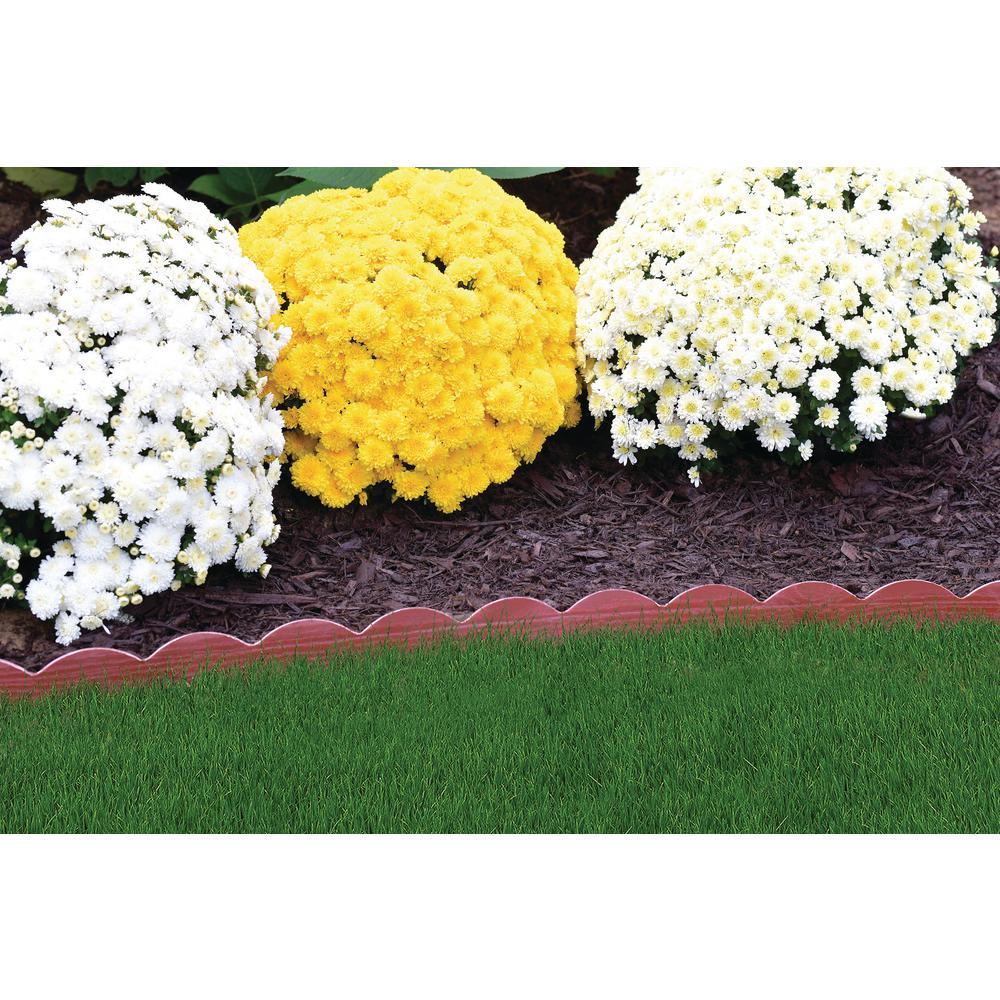 ProFlex 20 ft. Red Scalloped Woodgrain Plastic No-Dig Edging Kit