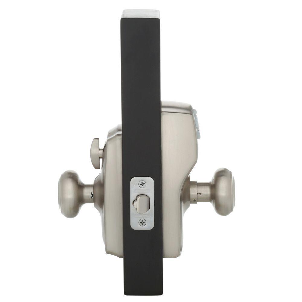 Camelot Satin Nickel Electronic Door Lock with Georgian Door Knob Featuring Flex Lock - Super Arbor