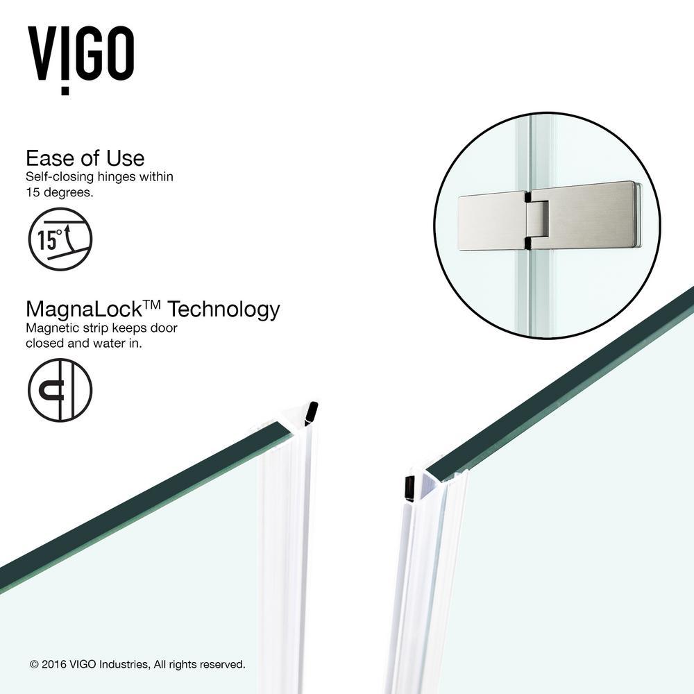 Monteray 36.125 x 79.25 in. Frameless Hinged Shower Door in Brushed Nickel with Clear Glass with Base - Super Arbor