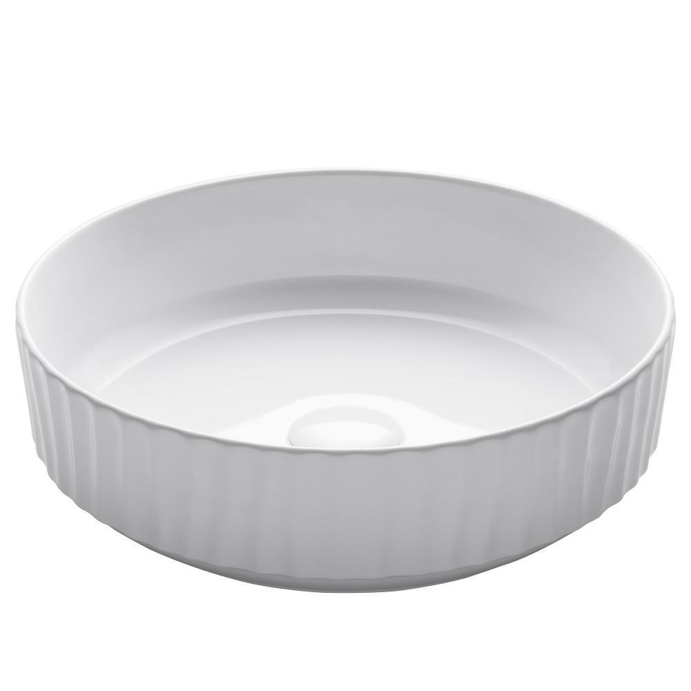 Viva 15-3/4 in. Round Porcelain Ceramic Vessel Sink in White - Super Arbor