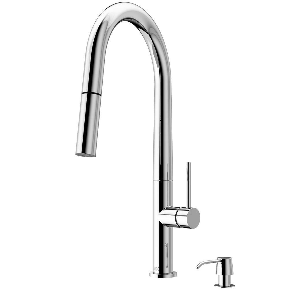 Greenwich Single-Handle Pull-Down Sprayer Kitchen Faucet with Soap Dispenser in Matte Gold - Super Arbor