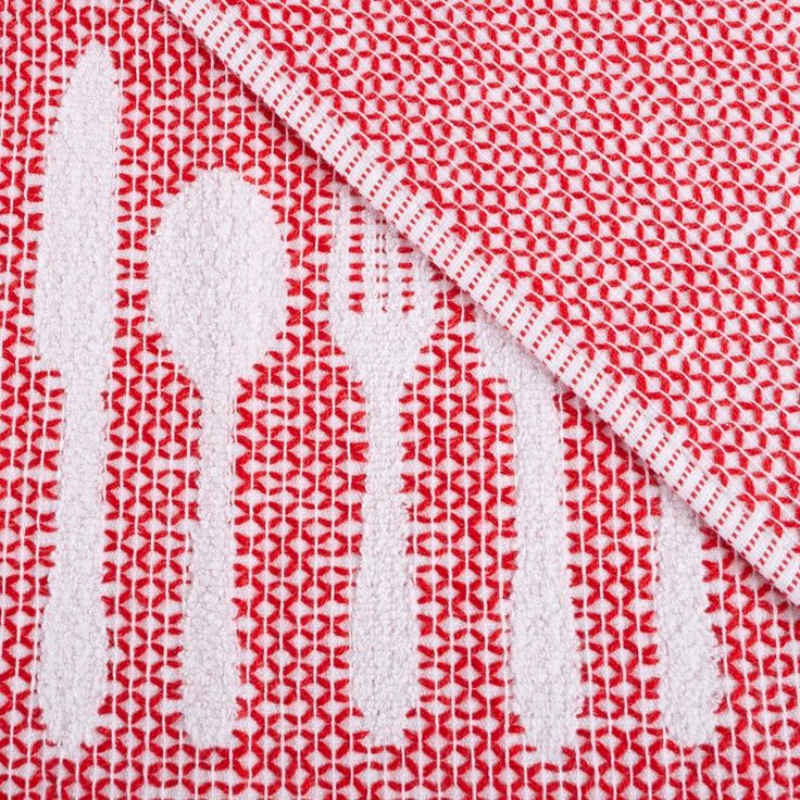 Multi-Color Flatware Design Chic Pattern Weave Cotton Kitchen Towel Set (8-Pieces)