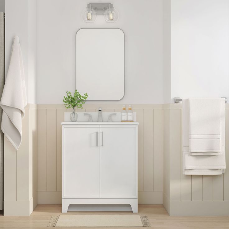 Style Selections Madix 30-in White Undermount Single Sink Bathroom Vanity with White Engineered Stone Top