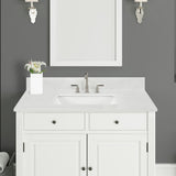 37 in. W x 22 in. D x 0.75 in. H Quartz Vanity Top in Carrara White with White Basin - Super Arbor