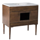 Wyatt 36 in. W x 22.05 in. D x 35.75 in. H Brown Single Sink Bathroom Vanity with White Carrara Marble Vanity Top