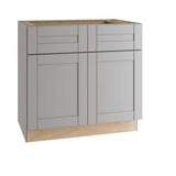 Home Decorators Collection Washington Veiled Gray Plywood Shaker Assembled Vanity Sink Base Kitchen Cabinet Sft Cls 36 in W x 21 in D x 34.5 in H