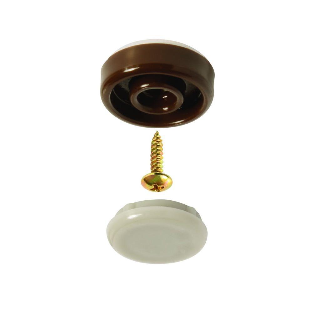 1 in. Round Chocolate Brown Self Stick or Screw On Floor Protector Chair Glides/Slider Feet (Set of 8)