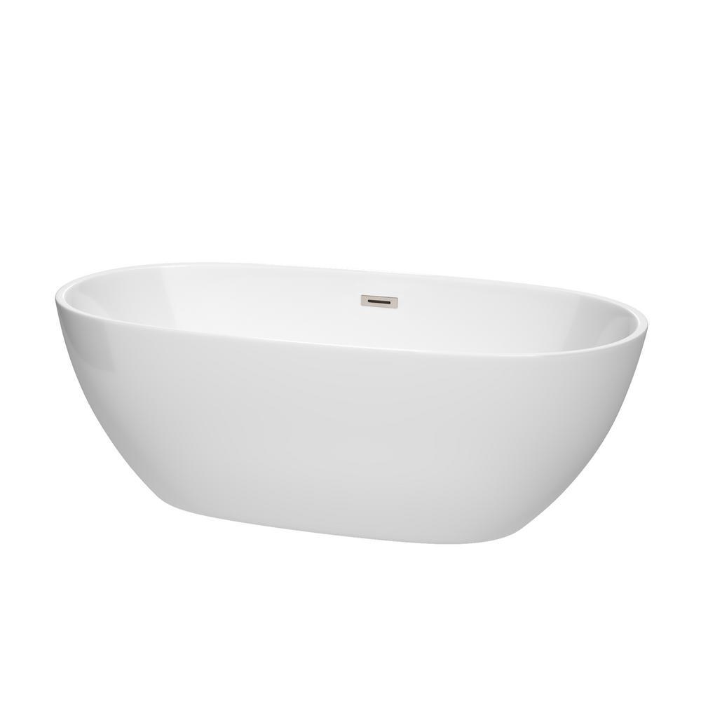 Juno 5.3 ft. Acrylic Flatbottom Non-Whirlpool Bathtub in White with Polished Chrome Trim - Super Arbor