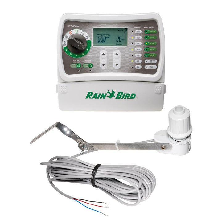 6-Station Indoor Simple-To-Set Irrigation Timer and Wired Rain Sensor Bundle - Super Arbor
