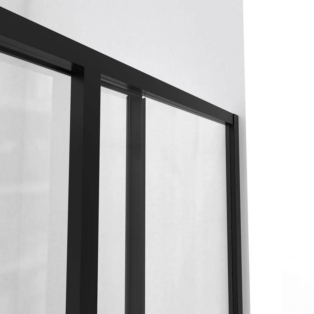 Cornerview 36 in. D x 36 in. W Framed Sliding Shower Kit in Satin Black with Shower Base in White, Corner Drain - Super Arbor