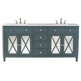Barcelona 73 in. W x 22 in. D Double Bath Vanity in White with Granite Vanity Top in Grey and White Sink