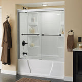 Lyndall 60 in. x 58-1/8 in. Semi-Frameless Traditional Sliding Bathtub Door in Chrome with Rain Glass - Super Arbor