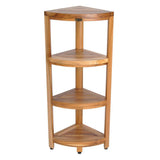 EarthyTeak Oasis 12 in. 4-Tier Teak Corner Shelf - Super Arbor