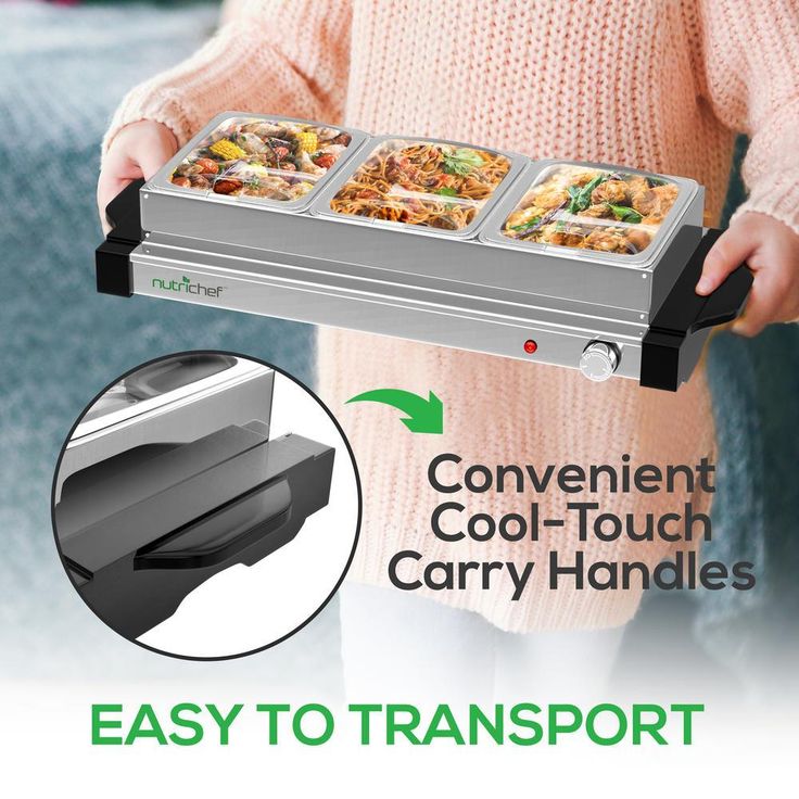 21.9 in. Stainless Steel Electric Food Warming Tray Buffet Server Hot Plate Food Warmer (3-Plate Tray Style)