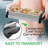 21.9 in. Stainless Steel Electric Food Warming Tray Buffet Server Hot Plate Food Warmer (3-Plate Tray Style)