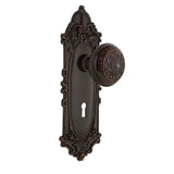 Victorian Plate with Keyhole 2-3/8 in. Backset Oil-Rubbed Bronze Privacy Bed/Bath Egg and Dart Door Knob - Super Arbor