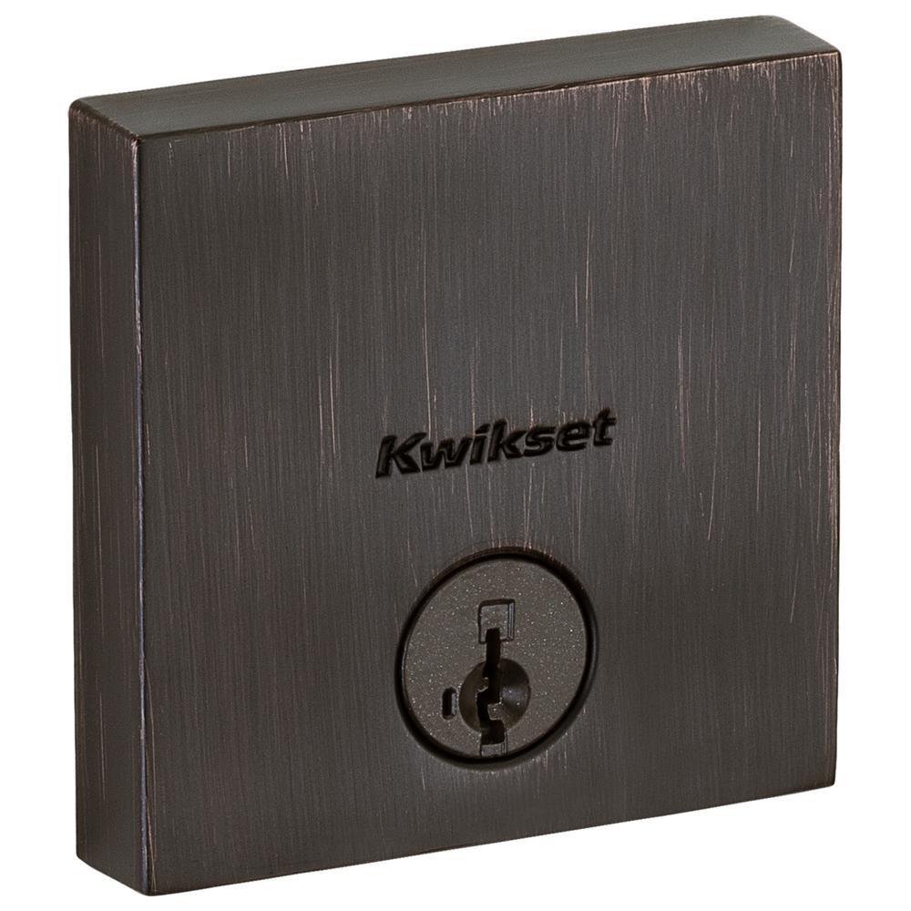 Downtown Low Profile Satin Nickel Square Single Cylinder Contemporary Deadbolt featuring SmartKey Security - Super Arbor