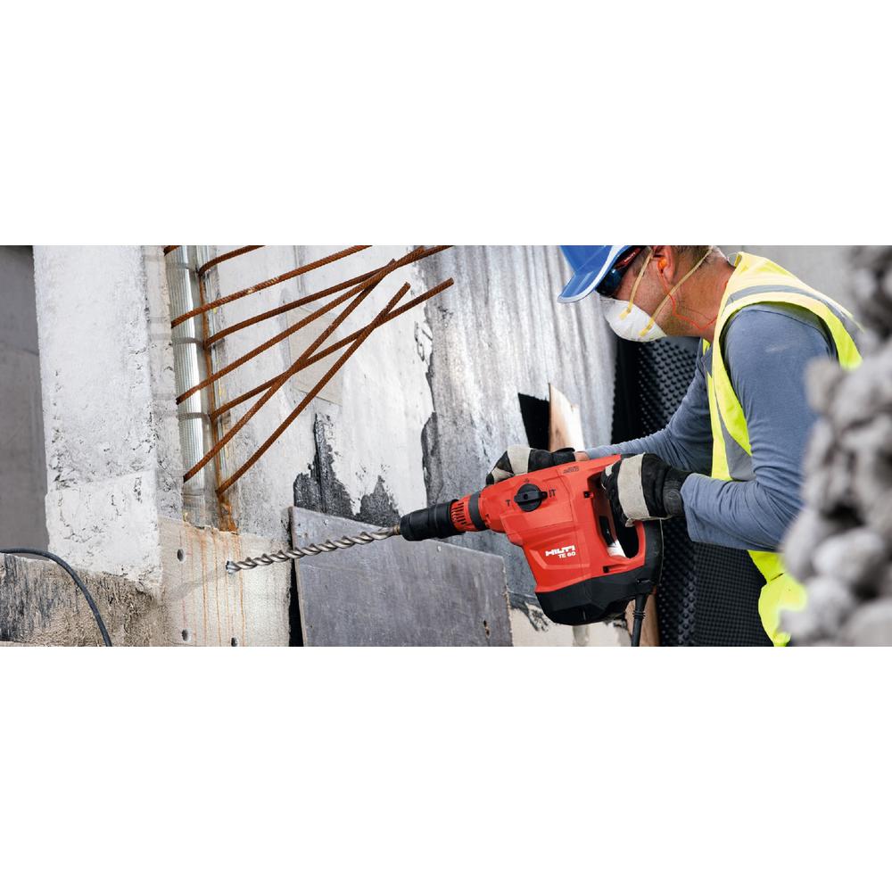 120-Volt 13 Amp Corded 1-9/16 in. SDS-Max TE 60-AVR Rotary Hammer, Dust Removal System Kit, Cord and TE-YX Drill Bit - Super Arbor