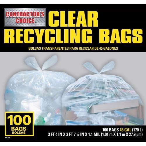 Contractor's Choice 45-Gallon Clear Outdoor Plastic Recycling Trash Bag