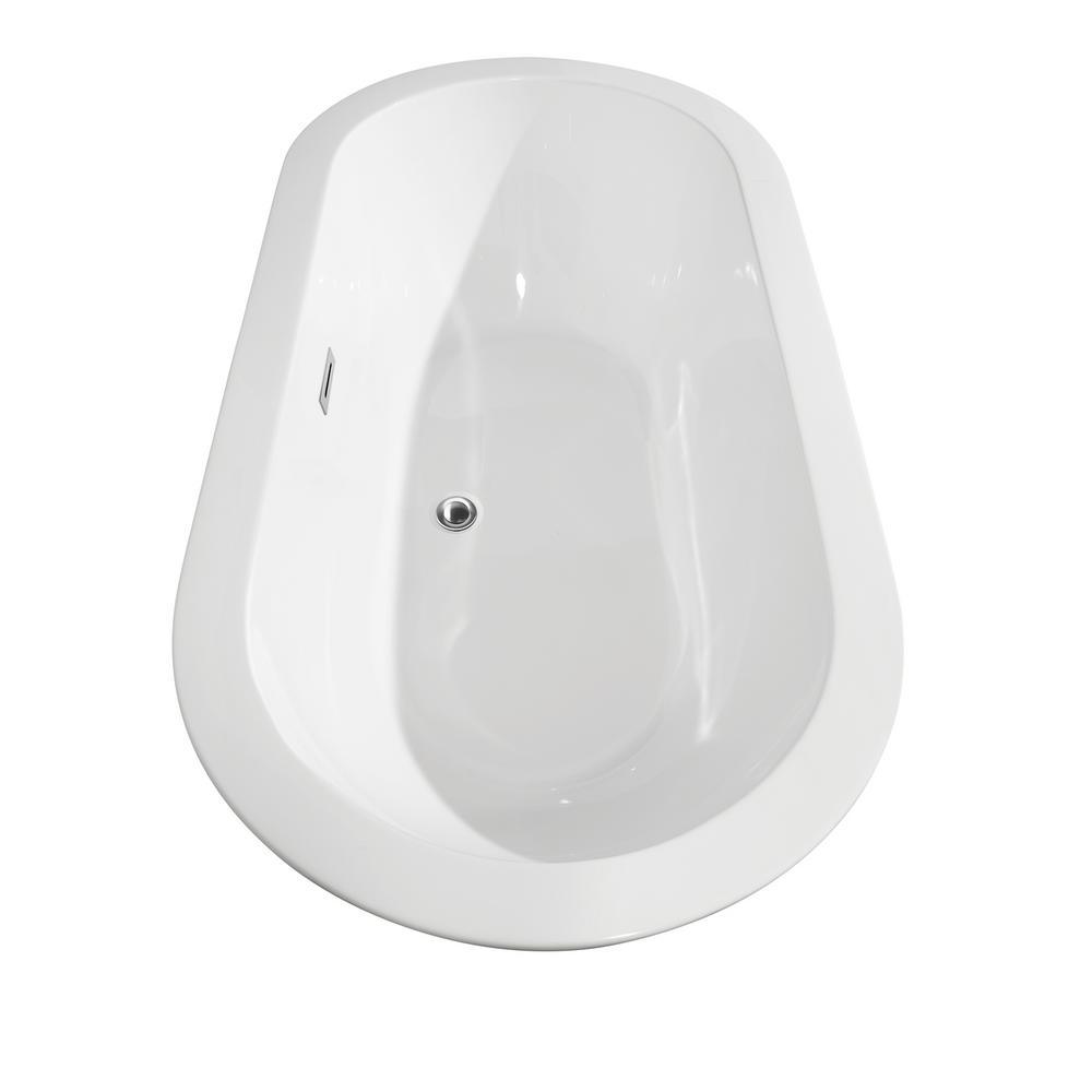 Soho 59.75 in. Acrylic Flatbottom Center Drain Soaking Tub in White - Super Arbor