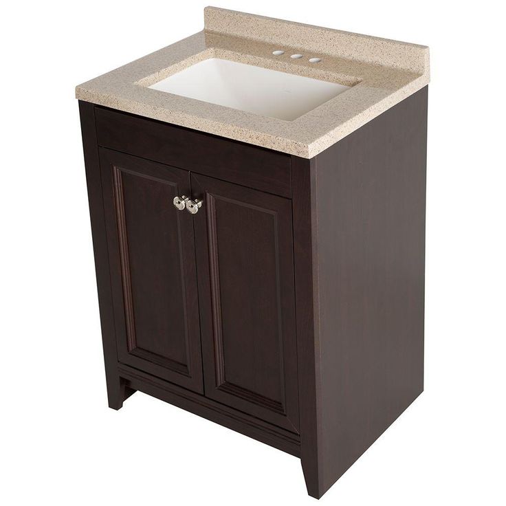 Delridge 24 in. W x 35 in. H x 19 in. D Bathroom Vanity in Chocolate with Solid Surface Vanity Top in Caramel