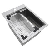 Workstation Drop-in Stainless Steel 15 in. x 20 in. Topmount Bar Prep RV Kitchen Sink 16-Gauge Single Bowl - Super Arbor