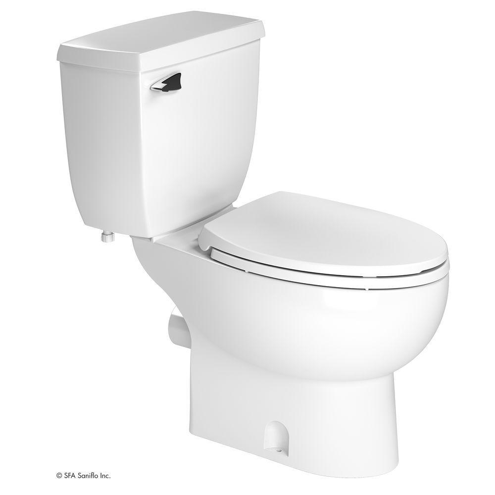 SaniAccess3 2-Piece 1.280 GPF Single Flush Elongated Toilet with .5 HP Macerating Pump in White - Super Arbor