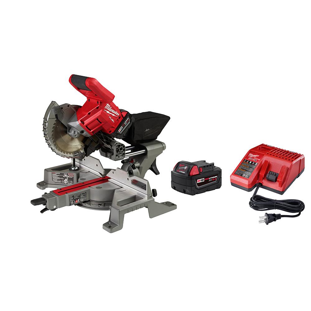 M18 FUEL 18-Volt Lithium-Ion Brushless Cordless 7-1/4 in. Dual Bevel Sliding Compound Miter Saw Kit w/One 5.0Ah Battery - Super Arbor