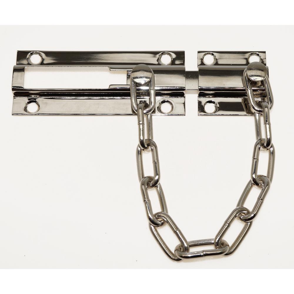 Solid Brass Chain Bolt Guard in Satin Nickel - Super Arbor