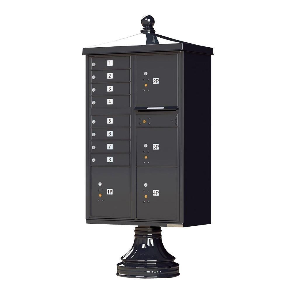 Vital 1570 8 Mailboxes 2 Parcel Lockers 1 Outgoing Pedestal Mount Cluster Box Unit - Super Arbor