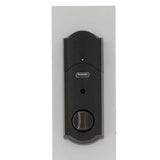 Camelot Aged Bronze Sense Smart Deadbolt and Camelot Handleset with Accent Lever with Camelot Trim